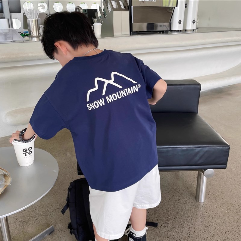 纯棉男童短袖T恤儿童夏装小童薄款上衣夏季男宝宝白色半袖童装潮