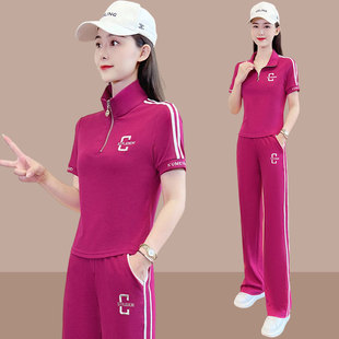 2024夏新款女士大码运动服套装休闲时尚小个子短袖两件套洋气时髦