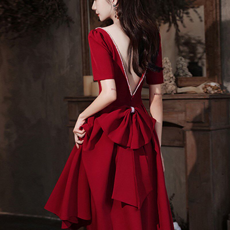 小个子新娘结婚敬酒服夏季平时可穿2021新款答谢宴红色礼服连衣裙