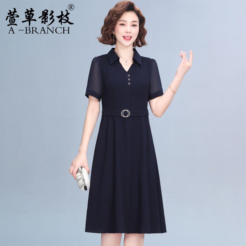 妈妈夏装连衣裙气质修身显瘦2025新款中年女士夏季短袖小个子裙子