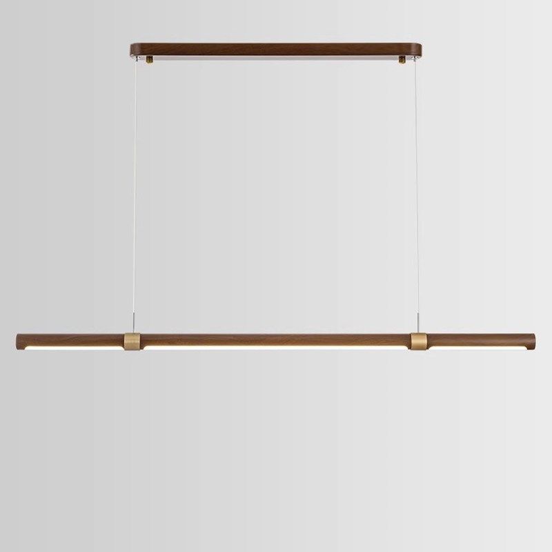 一字极简长条吊灯轻奢现代简约吧台茶室餐桌灯日式侘寂风胡桃木灯