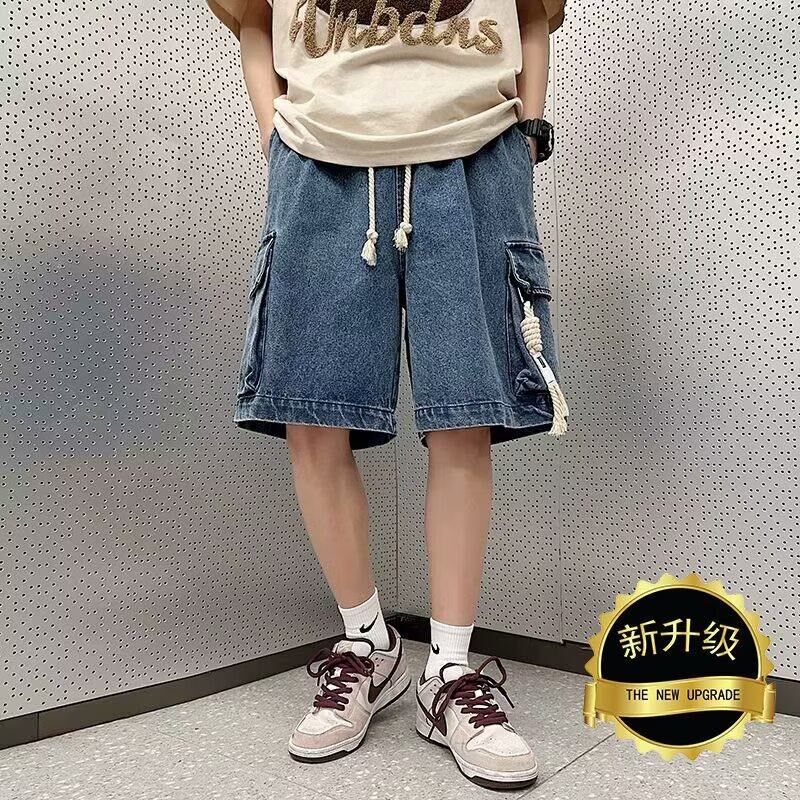 工装牛仔短裤男士夏季薄款潮牌休闲中裤男生宽松大码五分裤子男款