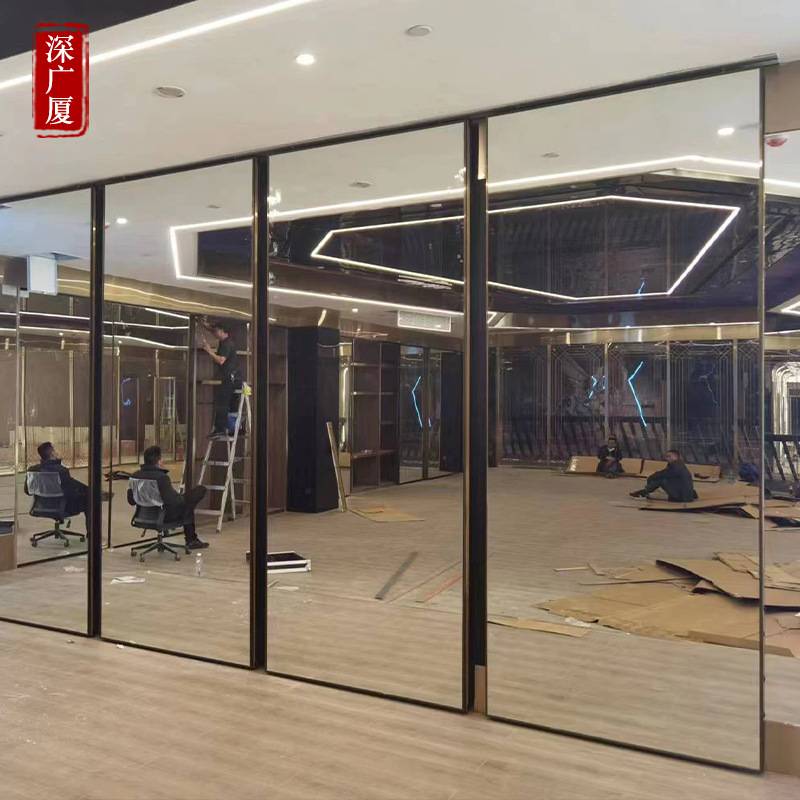 舞蹈教室隔断可移动隔断墙镜面玻璃隔断瑜伽馆折叠门活动屏风隔断
