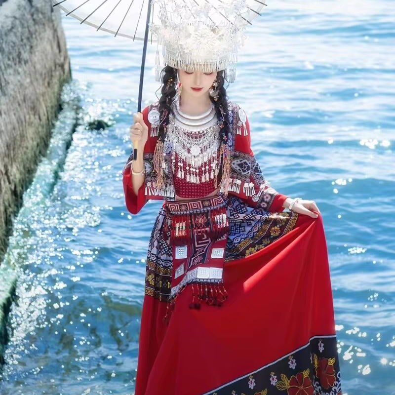 新款少数民族服饰四件套苗拉朵苗族服装西L江千户苗寨旅拍阿卯服