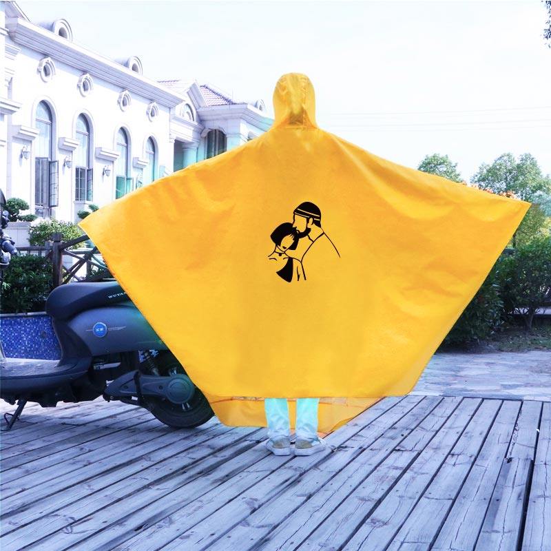 雨衣电动b车女男单人自行车学生成人黄色可爱小号韩国骑行防雨雨