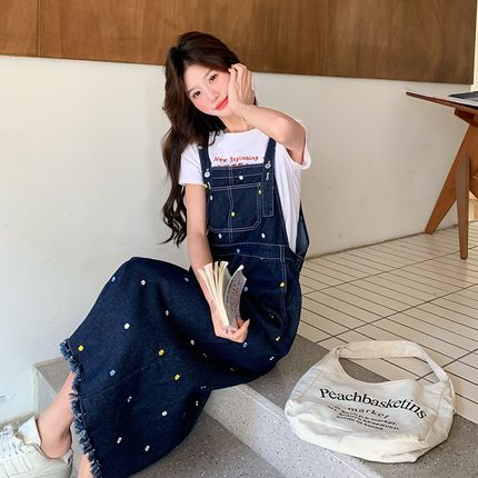 彩色波点牛仔f背带裙女2025夏季新款学院风超好看小个子减龄两件