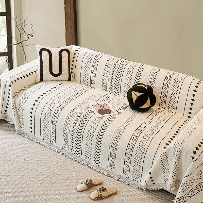 高级感奶茶色半边绒沙发垫套罩A全包万能全包防猫抓多功能盖布毯