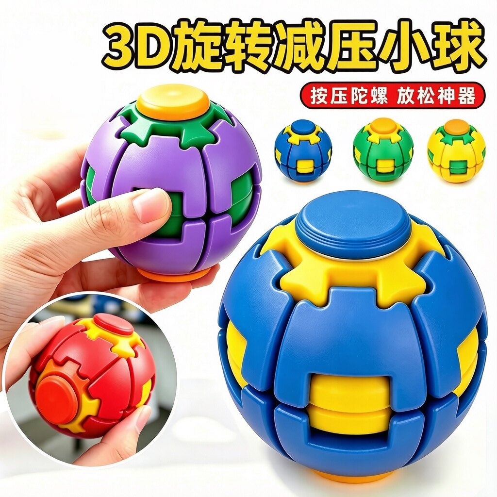 【DIY拼装】旋转陀螺按压旋转减压神器办公室解闷趣味解压球玩具
