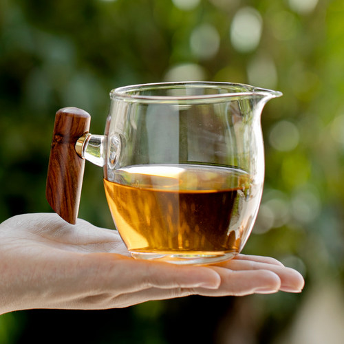 木柄侧把加厚玻璃公杯功夫茶具家用防烫手公道杯耐热分茶杯匀杯茶