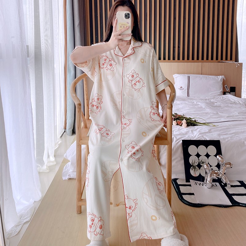 龙年月子短袖长裙待产夏季薄产后哺乳F产妇带胸垫喂奶吸汗孕妇睡