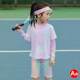 儿童户外速干衣训练健身跑步女童瑜伽服防晒吸湿排汗专业运动套装