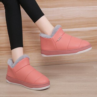 棉鞋 防水棉拖鞋 皮面包跟厚底室内家居些手工大码 2024新款 女士冬季