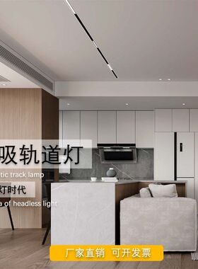 磁吸轨道灯无主灯嵌入式预埋灯家装照I明无边框线性灯泛光灯射灯