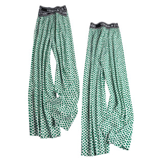 宽松薄款 冰沁绿自带降温效果 波点直筒裤 女夏2021新款 雪纺阔腿裤