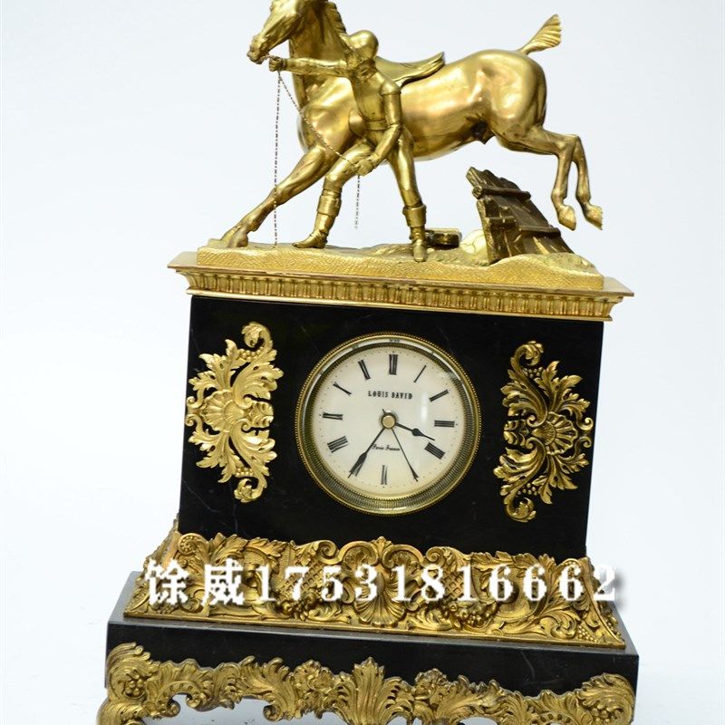 钟表纯铜机械战马座钟欧式家居摆钟样板间条几壁炉玄关仿欧洲回流