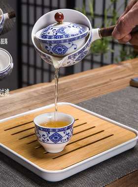旅行便携式旋转自动茶壶家用户外功夫茶具随身携带摇摆懒人泡茶器