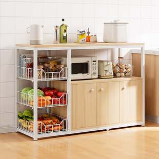 厨房置物架家用落地靠墙多层果蔬收纳筐柜子储物架微波炉架餐边柜