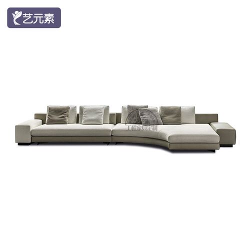 意式极简现代简约转角布艺L型大平层别墅会所接待样板.间沙发组合