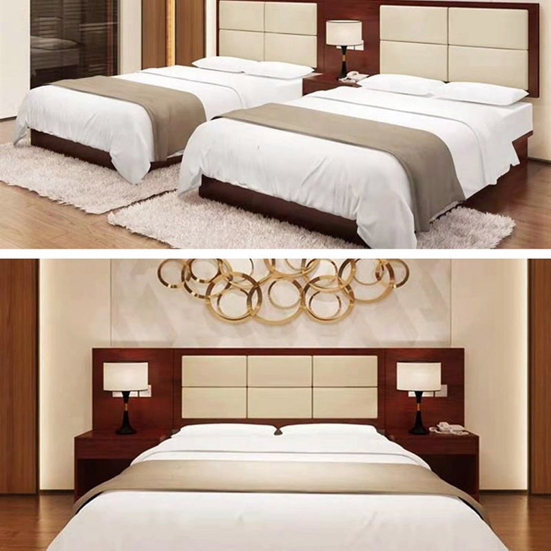 宾馆床板式床箱软包民宿双人床公寓客房酒店家具标间全套