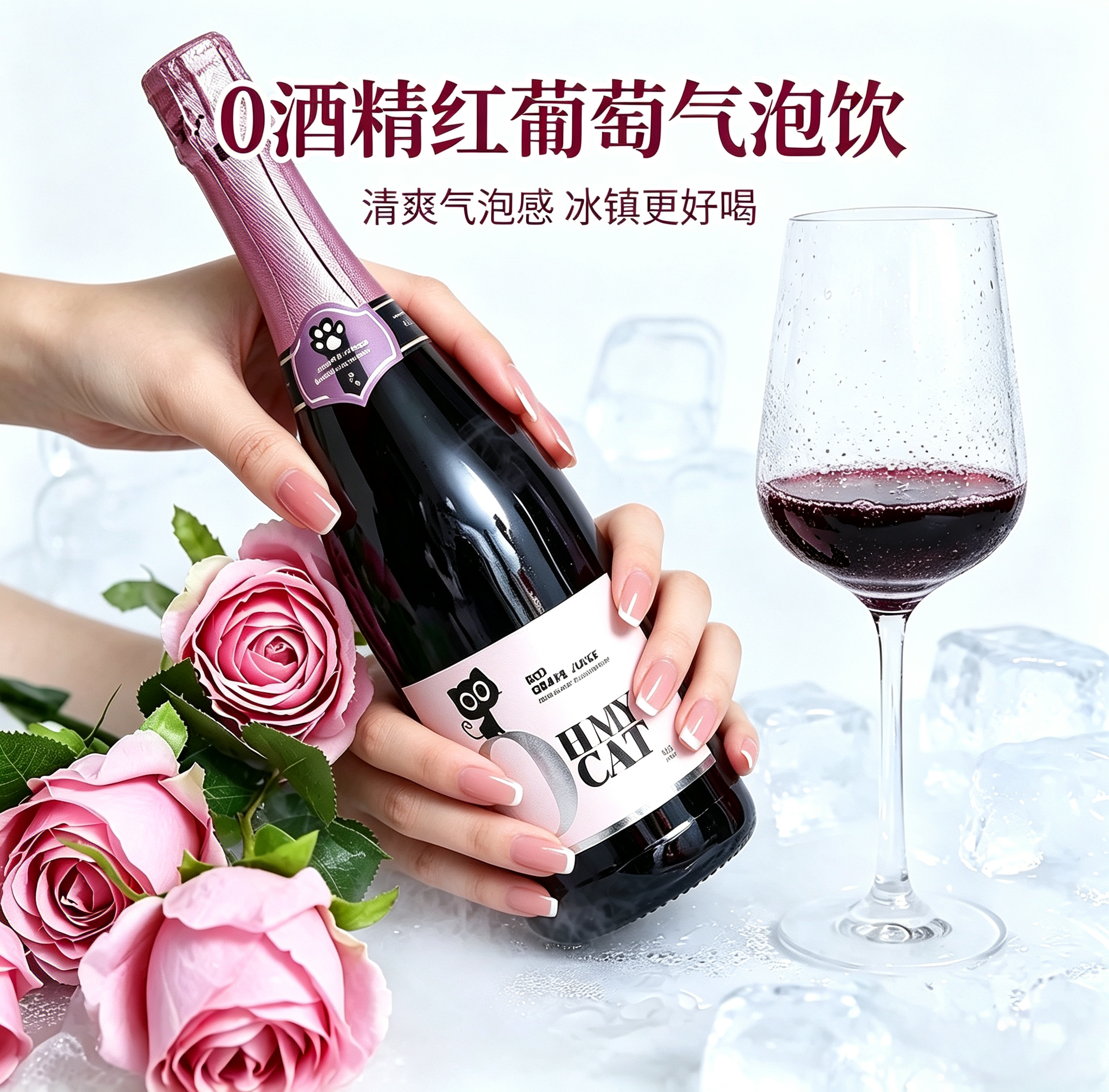 西班牙原瓶进口 欧米猫无醇起泡酒红葡萄汁0度无酒精香槟白气泡酒
