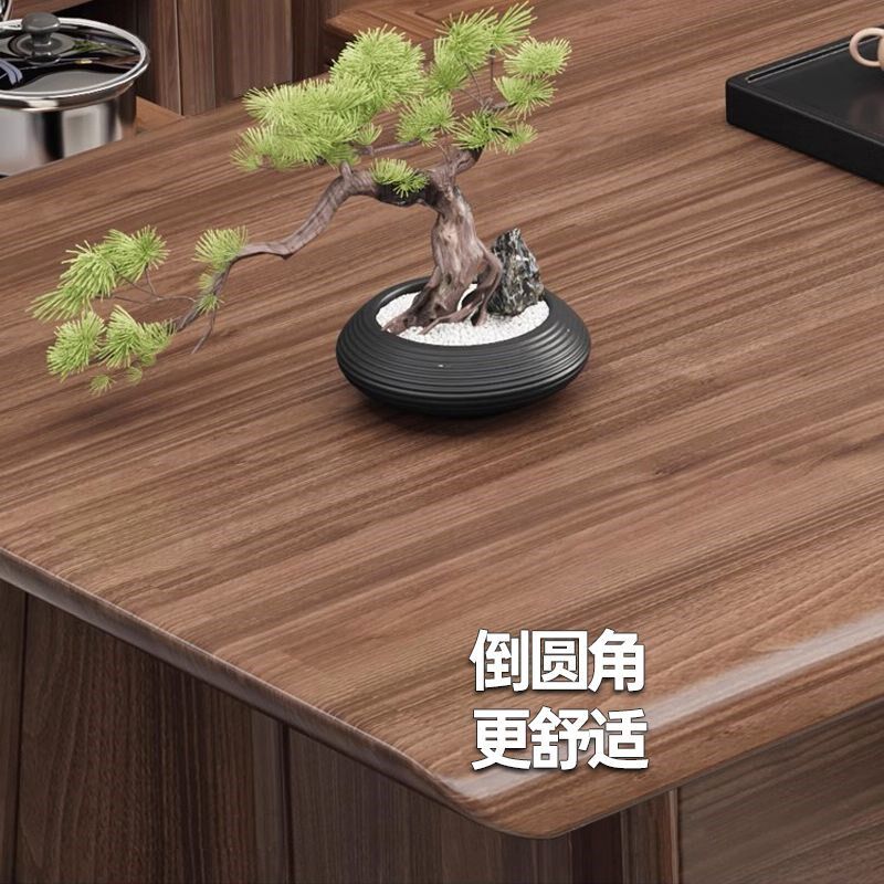 新中式实木茶桌椅组合一整套办公室阳台大板茶台烧水壶一体泡茶桌