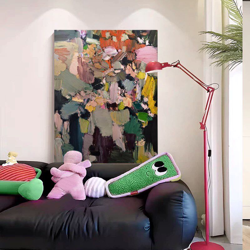 Est Art 入户手绘油画《炽热色彩》走廊抽象艺术挂画肌理客厅壁画