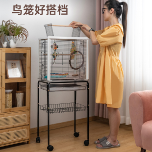 白色鸟笼配件支架鸟笼架子酷克鹦鹉笼底架移动鸟架子鸟笼支架