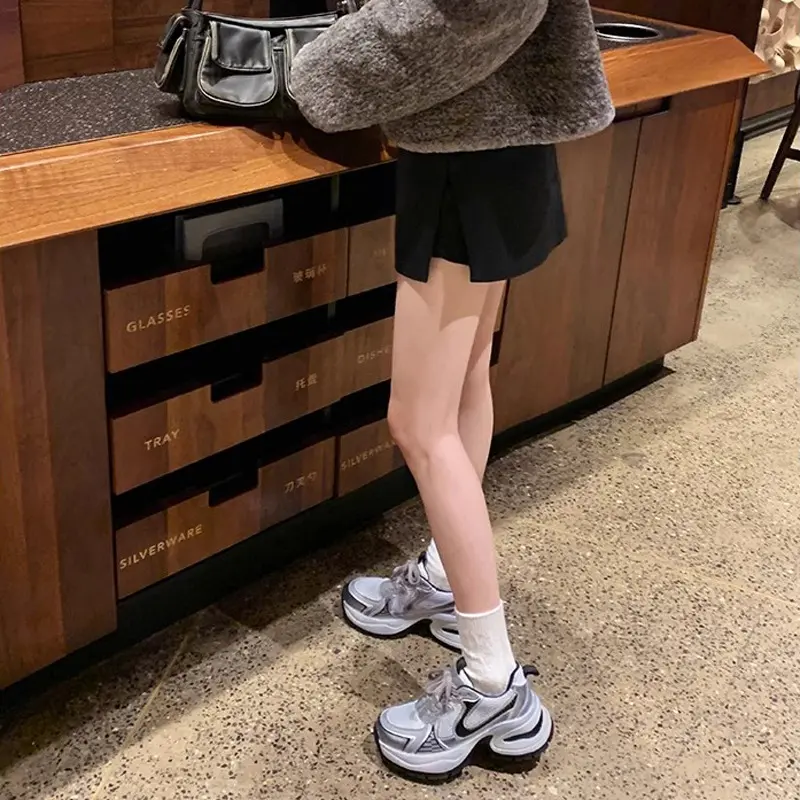 【葡萄妈】同款夏季时髦系带休闲运动鞋透气网面厚底增高老爹鞋女