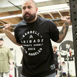 BARBELL字母短袖T恤男女运动休闲美式宽松重磅春夏情侣棉质半袖