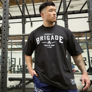 BARBELL新款字母印花短袖T恤男士美式运动健身休闲宽松棉质半袖