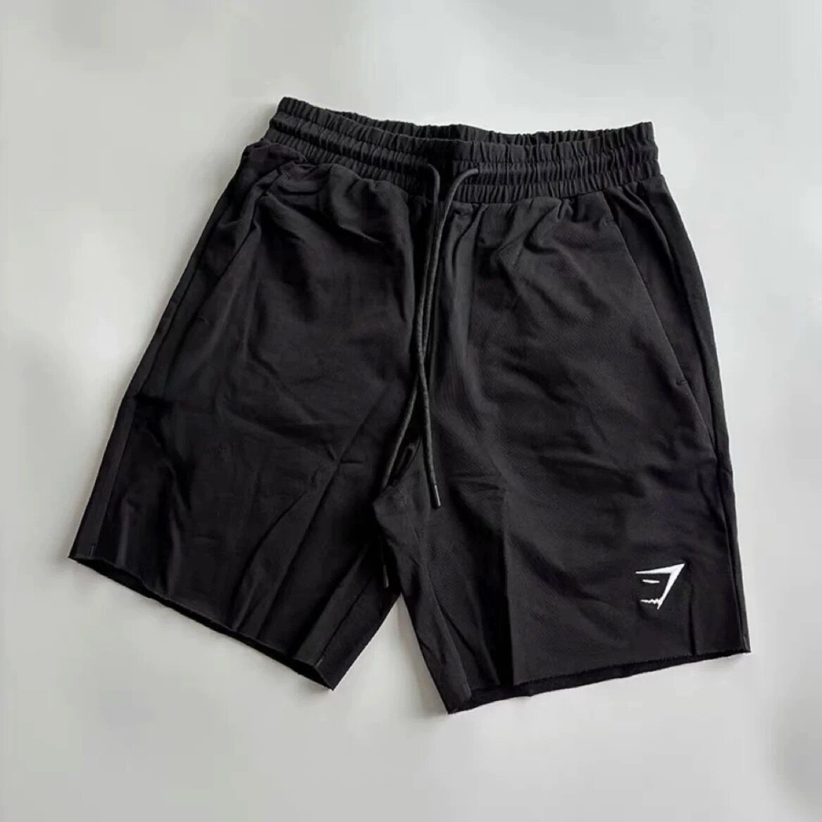 GYMSHARK CRITICAL毛边短裤男美式跑步运动棉质透气刺绣标四分裤