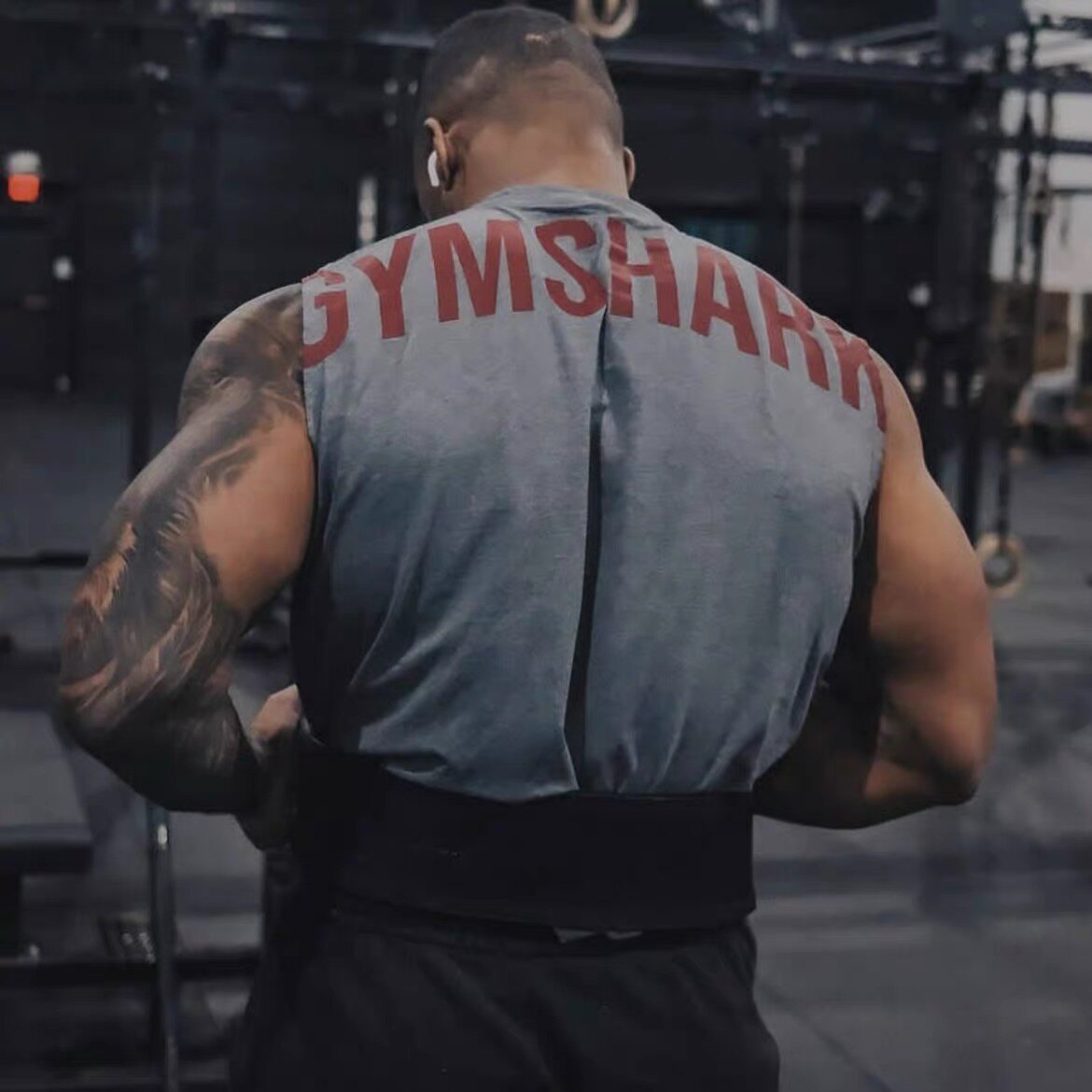 GYMSHARK POWER新款男子运动健身休闲显大舒适棉质无袖背心坎肩D6