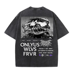 水洗做旧短袖T恤男夏oversize美式复古高街欧美潮牌休闲百搭半袖