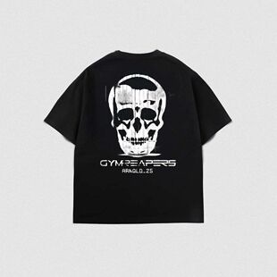 GYMREAPERS肌肉健身兄弟新款运动男式T恤宽松篮球训练服骷髅短袖