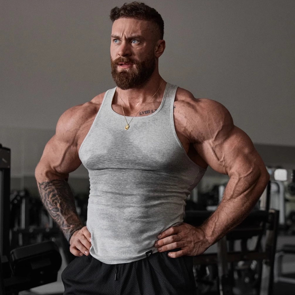 GYMSHARK RIBBED TANK夏季螺纹紧身背心男跑步大弹力运动无袖坎肩