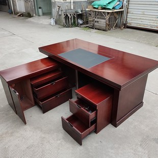 简约办公台老板桌 实木贴皮油漆大班台经理总裁1.6/1.8米主管桌椅
