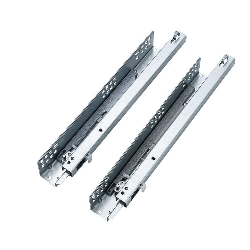 托底抽屉导轨橱柜抽屉底部滑道隐藏缓冲滑轨阻尼抽屉反弹轨道