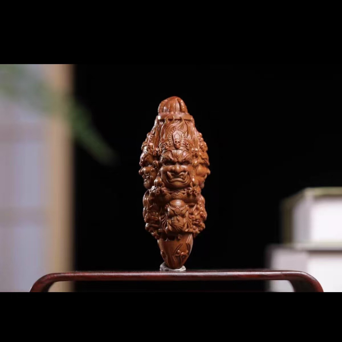 印度老山檀香木降魔杵手把件中式实木雕刻随身盘玩大黑天吊坠挂件