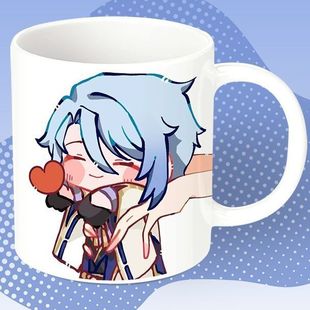 原神Q版陶瓷马克杯早餐勺子情侣咖啡茶杯办公水杯礼物