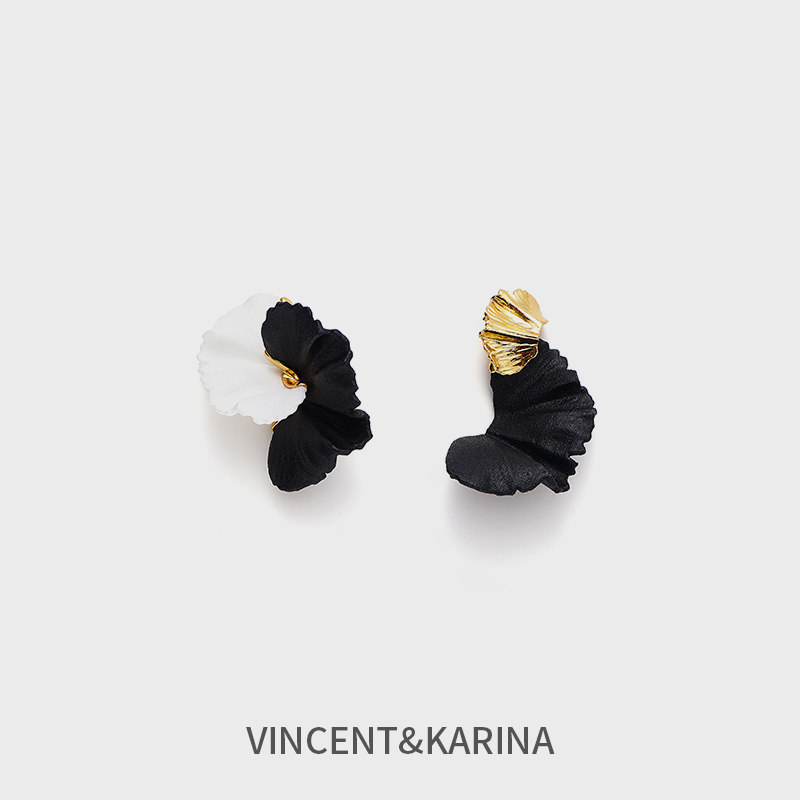 VK花间集【葵】小众3D褶皱花瓣双色设计师耳环高级感轻奢百搭耳饰