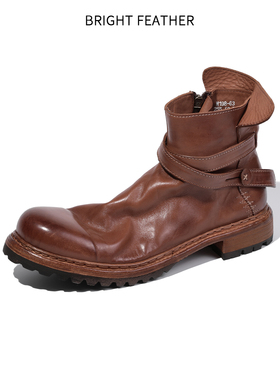 英伦风手工马丁短靴男拉链马皮皮鞋高帮复古秋冬切尔西靴男士真皮