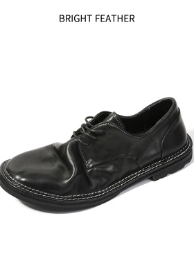 全黑公务鞋马皮皮鞋男款2025新款手工德比鞋商务休闲男鞋真皮软底