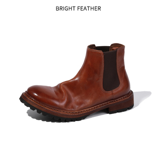 马皮切尔西靴男真皮复古英伦风马丁靴男士商务休闲皮鞋高帮手工鞋