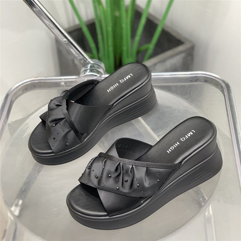 坡跟拖鞋女2025夏季外穿交叉松A糕厚底显瘦女生凉鞋百搭爆款一字,女鞋,一字拖,淘宝优惠券,粉丝福利购,淘宝优惠卷