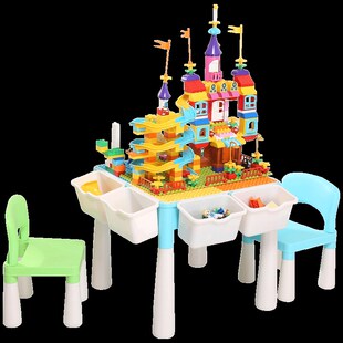 积木桌子多功能拼装益智儿童2宝宝大颗粒玩具U男女孩3-6岁
