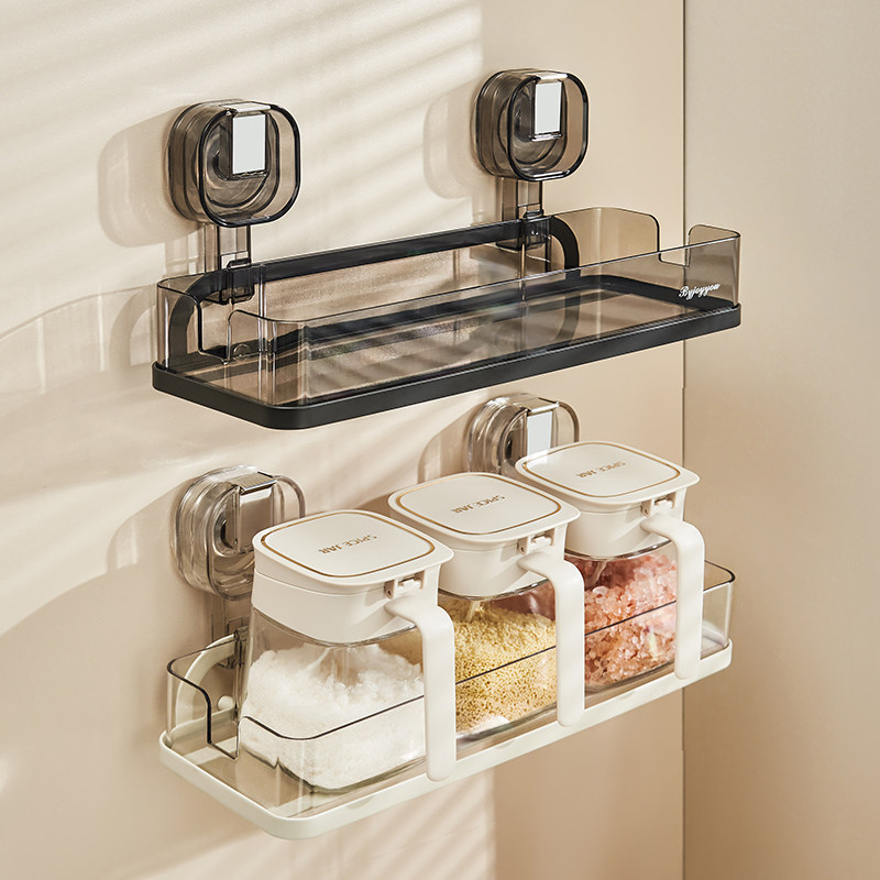吸盘置物架厨房调料架免打孔壁挂式调味料瓶罐浴室墙Y上收纳层架