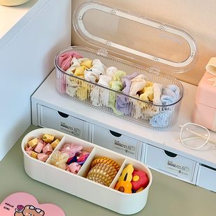 发夹发卡发圈头绳皮筋饰品盒分格抓夹女童头饰盒 儿童发饰收纳盒装