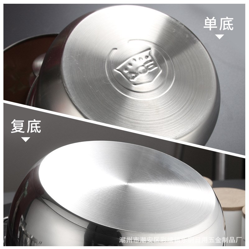 加厚304不锈钢汤锅 电木双柄复底汤锅家用大容量汤锅炉具通用煲汤