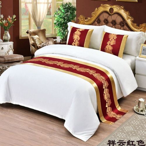 新中式简约民宿宾馆酒店家用床旗床尾巾床上床尾垫薇妍