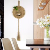 创意复古田园家装 饰吊件 水培瓶圆形麻绳框工艺画壁挂墙面装